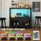 Multi-Functional Coffee Bar Cabinet Industrial Style with LED and Charging